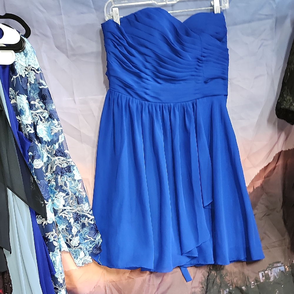 Chic Strapless Blue Dress